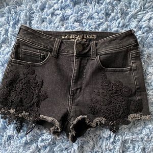 American Eagle Black denim shorts
